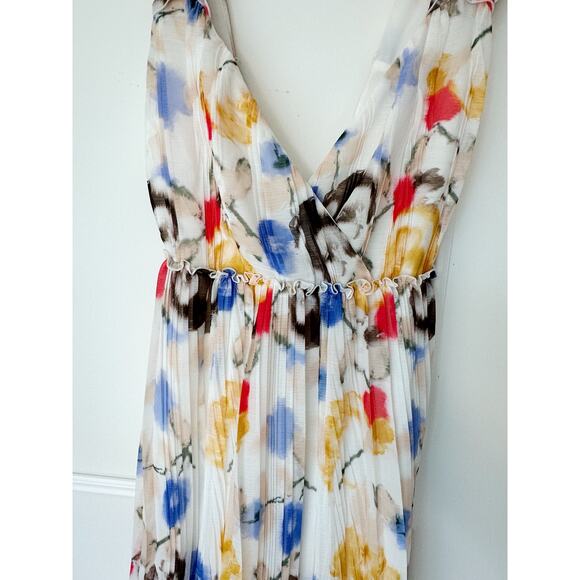 Reiss white floral maxi dress pleasted skirt size 4 - Picture 4 of 11